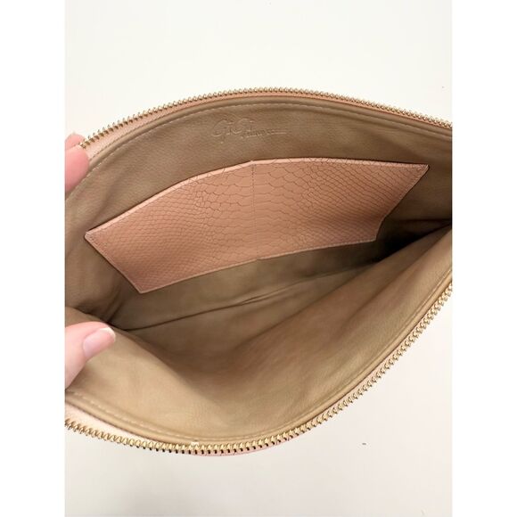 Gigi New York Blush Pink Python Embossed Leather Uber Clutch XL - Picture 6 of 6